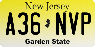 NJ license plate A36NVP