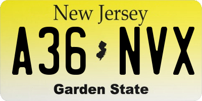 NJ license plate A36NVX
