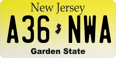 NJ license plate A36NWA