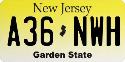 NJ license plate A36NWH