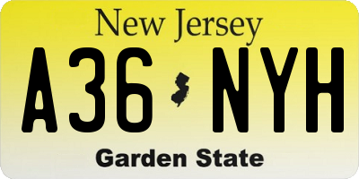 NJ license plate A36NYH