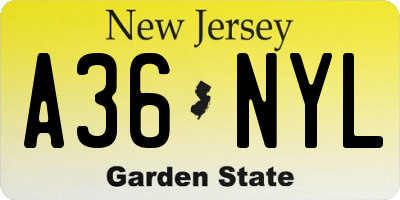 NJ license plate A36NYL