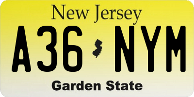 NJ license plate A36NYM