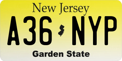 NJ license plate A36NYP