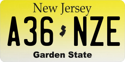 NJ license plate A36NZE