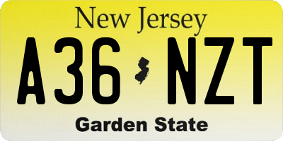 NJ license plate A36NZT