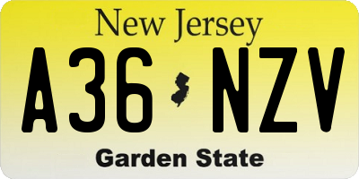 NJ license plate A36NZV
