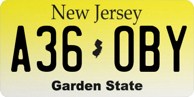 NJ license plate A36OBY