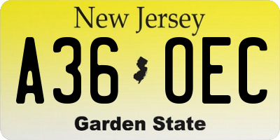 NJ license plate A36OEC