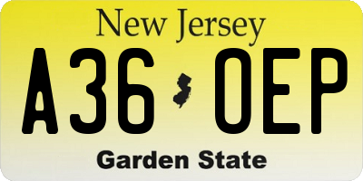 NJ license plate A36OEP