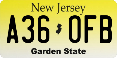 NJ license plate A36OFB