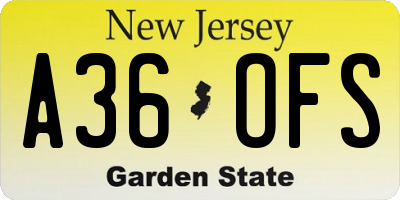 NJ license plate A36OFS