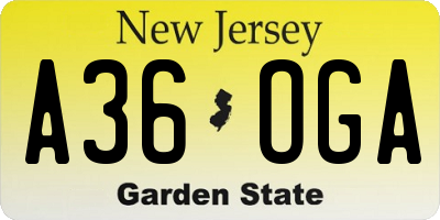 NJ license plate A36OGA