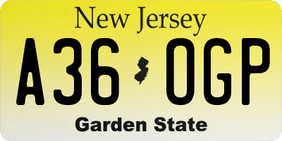 NJ license plate A36OGP