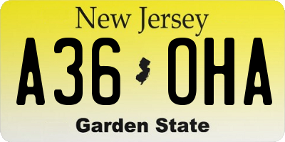 NJ license plate A36OHA