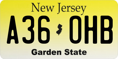 NJ license plate A36OHB