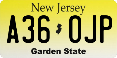 NJ license plate A36OJP