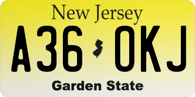 NJ license plate A36OKJ