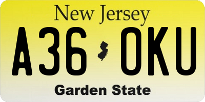 NJ license plate A36OKU