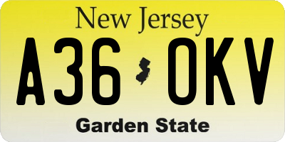 NJ license plate A36OKV