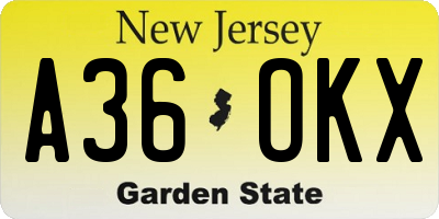 NJ license plate A36OKX