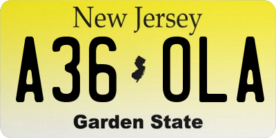 NJ license plate A36OLA