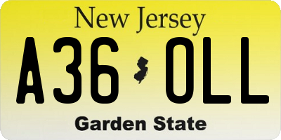NJ license plate A36OLL