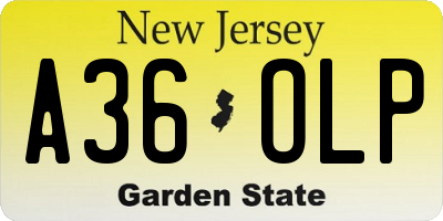 NJ license plate A36OLP