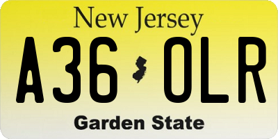 NJ license plate A36OLR