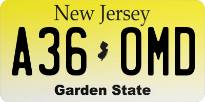 NJ license plate A36OMD