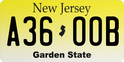 NJ license plate A36OOB