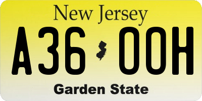 NJ license plate A36OOH