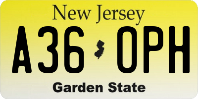 NJ license plate A36OPH