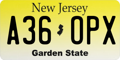 NJ license plate A36OPX