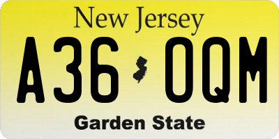 NJ license plate A36OQM