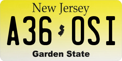 NJ license plate A36OSI