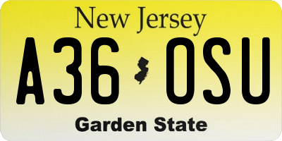 NJ license plate A36OSU