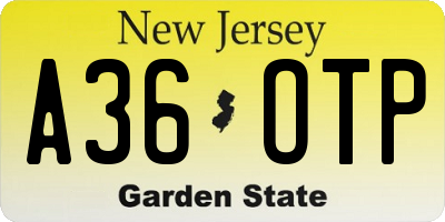 NJ license plate A36OTP