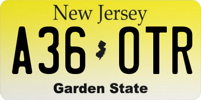 NJ license plate A36OTR