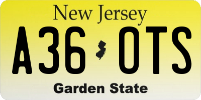 NJ license plate A36OTS