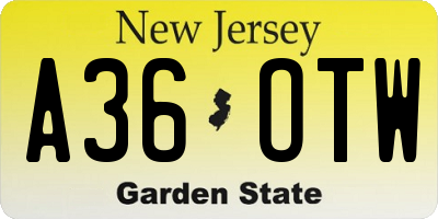 NJ license plate A36OTW