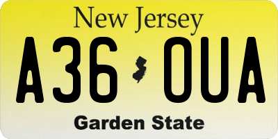 NJ license plate A36OUA