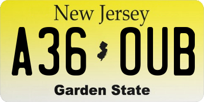 NJ license plate A36OUB