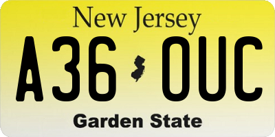 NJ license plate A36OUC
