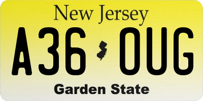 NJ license plate A36OUG