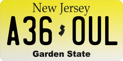 NJ license plate A36OUL