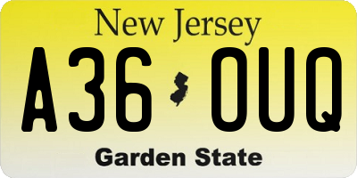 NJ license plate A36OUQ