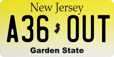 NJ license plate A36OUT