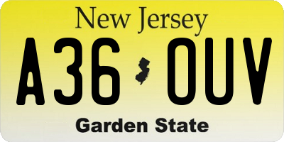 NJ license plate A36OUV