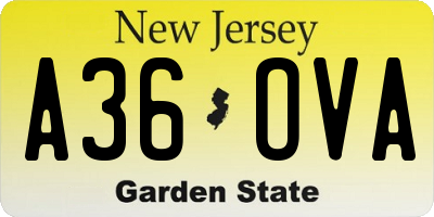 NJ license plate A36OVA
